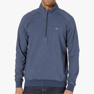 Travis Mathew Zachary 1/4 Zip Golf Men’s Navy Pullover w Front Pockets Sz Large
